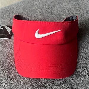 Nike Red Visor with White Swoosh Embroidered Logo